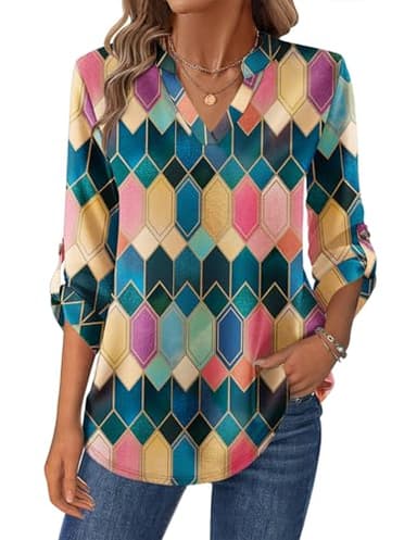 Zeagoo Women Pullover Oversized Sweatshirts Long Sleeve Shirts Loose Fit Plaid Printed Tops - Image 1
