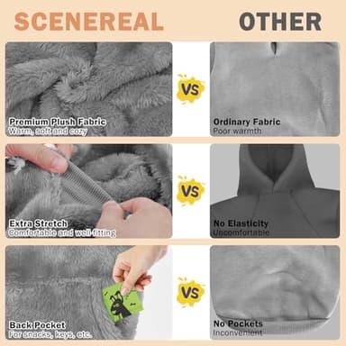SCENEREAL Fuzzy Sweater Hoodie for Medium Large Sized Dogs, Fleece Warm Sweatshirt With Hat and Pocket, Large Girl Boy Clothes for Winter, Cute Male/Female Jacket With Leash Hole - Image 4