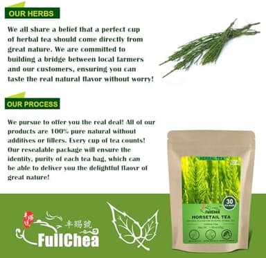 FullChea - Horsetail Tea, 1.5g X 30 Count - Premium Dried Horsetail Herb For Hair & Nail - Non-GMO - Caffeine-free - Natural Cola De Caballo Hierba - Image 7