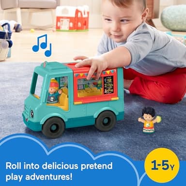 Fisher-Price Little People Musical Toddler Toy Serve It Up Food Truck Vehicle with 2 Figures for Pretend Play Kids Ages 1+ Years​ - Image 2