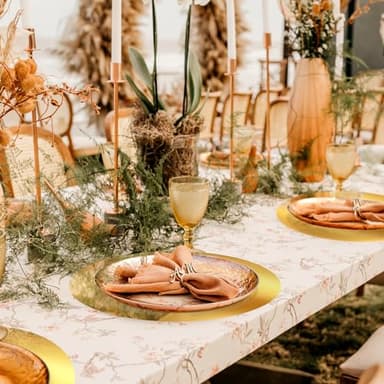 KesaPlan 100PCS Round Gold Placemats, 13" Disposable Paper Placemats for Dining Table, Mirrored Gold Charger Place Mat for Kitchen Banquet Table Setting Wedding Birthday Dinner Party Decor - Image 5