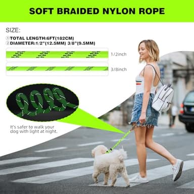lynxking Slip Lead Dog Leash Reflective, Heavy Duty Comfortable Strong Rope for Large Medium Small Dogs No Pull Pet Training (Light Green, Large 1/2in x 6ft-Slip Lead) - Image 3