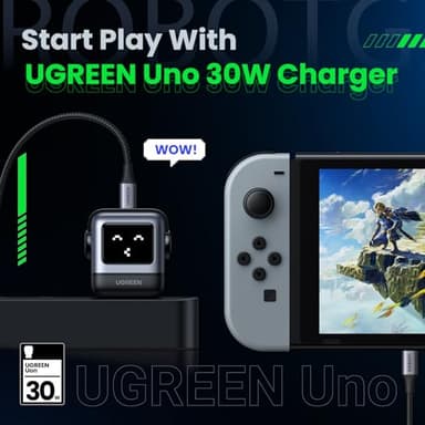 UGREEN Uno 30W USB C Charger Block, Compact Nexode Robot GaN Fast Charger for iPhone 17/16/15/14, Galaxy S25/S24/S23/S22, Pixel 10/9/8/7/6, MacBook Air, iPad Pro (Black) - Image 2