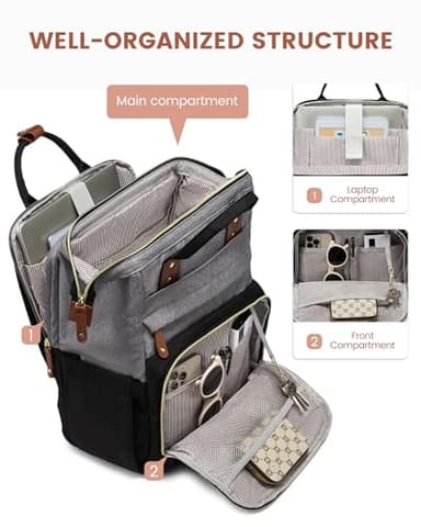 LOVEVOOK Laptop Backpack for Women, 17.3'' Waterproof Nurse Bag Teacher Work Backpack Purse for Women, Travel Computer Backpack for College Office Business Ladies - Image 2