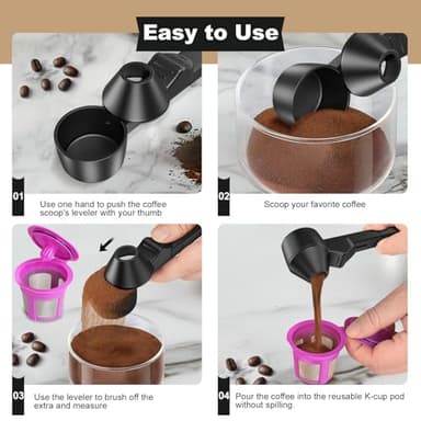 Coffee Scoop & Funnel for Reusable K Cup Refillable Coffee Pods, Coffee Measuring Spoon 2 Tablespoon Capacity, Scoop with Funnel for Ground Coffee, Protein Powder, Tea (Black, 1 Pack) - Image 4