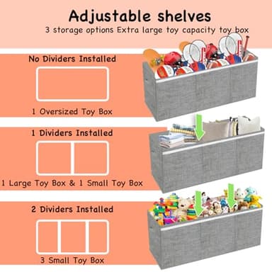 Boxgambol Extra Large Toy Box, Toy Storage Organizer with Lid, Oxford Fabric Collapsible Sturdy Toy Chest Bins Baskets for Livingroom,Playroom, Nursery, Bedroom, Closet (Light Grey) - Image 4
