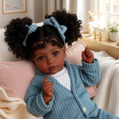 JIZHI Lifelike Reborn Baby Dolls Black Girl - 20 Inch Soft Feeling Realistic Newborn Baby Dolls Real Life Baby Dolls with Gift Box for Kids - Image 2