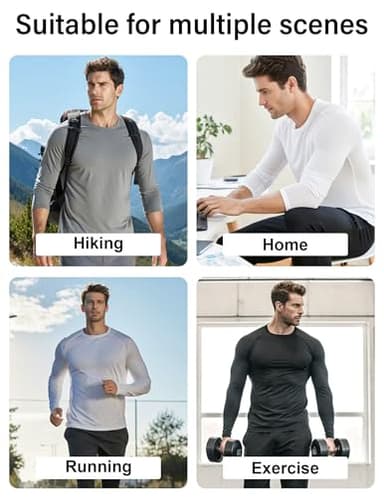 Men's UPF 50+ UV Sun Protection Long Sleeve Shirt Rash Guard for Men Quick Dry Breathable Gym Shirt for Fishing Running SetD XL - Image 6