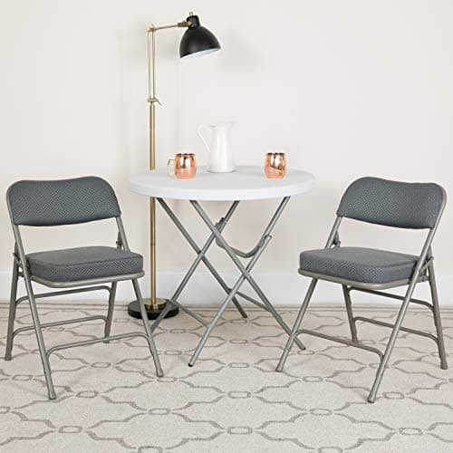 Flash Furniture Hercules Series Metal Folding Chairs with Cushioned Seat, Fabric Upholstered Event Chairs with 300-lb. Static Weight Capacity, Set of 4, Gray - Image 1