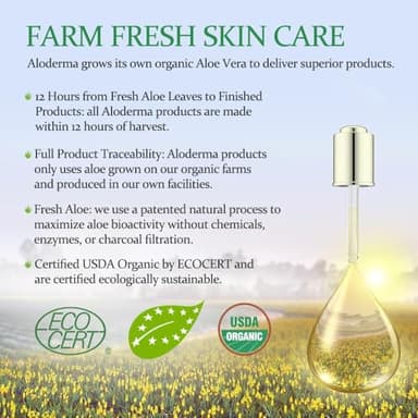 Aloderma Organic Aloe Vera Gel for Face & Body, 96% Pure Aloe Gel Made within 12 Hours of Harvest, Ideal for Skin, Scalp, & Hair Hydration, Calming Moisturizer for Soothing After Sun Care, 7.05oz - Image 6
