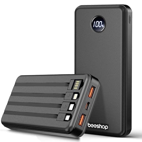 BEESHOP Portable Charger Power Bank - 37000mAh Portable Battery with 4 Built-in Cables, 22.5W Fast Charging Battery Pack Bank Compatible with iPhone 16 15 14 13 Android Samsung Phone etc(1 Pack)