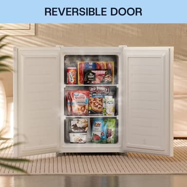 Upstreman 3.0 Cu.ft Small Mini Freezer Upright Freezer with Reversible Door, Fast Cooling, 5 Adjustable Thermostat, Stand Up Freezers with Ice Trays Defrosting Tools for Home, Dorm (White) - Image 7