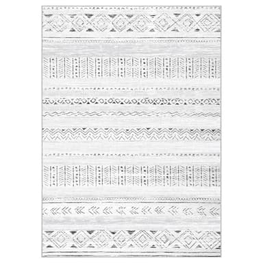 Large Living Room Area Rug 10x14: Soft Machine Washable Boho Moroccan Farmhouse Rugs for Bedroom Under Dining Table - Non-Slip Neutral Morden Indoor Floor Rug Carpet for Home Office Decor - Grey - Image 9
