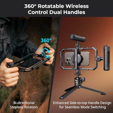 SmallRig All-in-One Universal Quick Release Phone Video Rig Kit Pro, Phone Stabilizer Rig Kit with LED Light Microphone QR Tripod Dual Handles Power Bank Holder, for Creator & Live Streaming - 4704 - Image 4