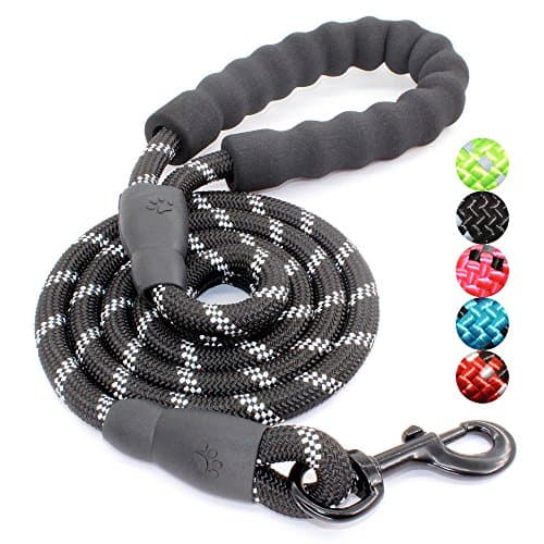 BAAPET 2/4/5/6 FT Dog Leash with Comfortable Padded Handle and Highly Reflective Threads for Small Medium and Large Dogs (5FT-1/2'', Black) - Image 1