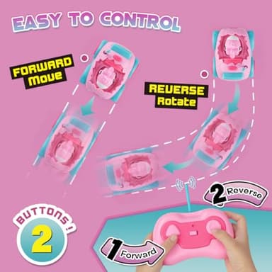 Nueplay Remote Control Car for Toddler Age 2 3 4 5, Electric RC Toys with Light & Music, Toddler Toys, Race Vehicles, Horse Figures Truck, Christmas Birthday Gift for Baby Girls, Pink - Image 3