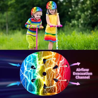 JeeFree Adjustable Gradient Color Skateboard Helmet for 3-5-8-14+Ages【Toddler Kids Youth Adult】 Girls Boys Woman.Bike Helmet for Multi-Sports Cycling Bicycle Scooter Inline Roller Skate Rollerblading - Image 5