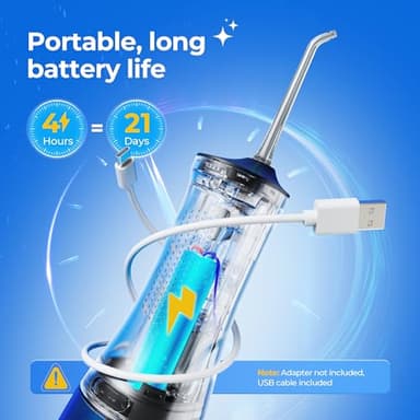 Operan Water Flosser for Teeth, 300ML Portable Dental Flosser with 4 Modes & 4 Nozzles, IPX7 Waterproof Rechargeable Oral Irrigator, Long Battery for Home, Braces Flossers, and Travel-Black+1Pack - Image 5