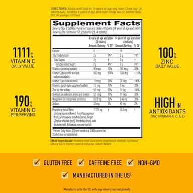Airborne Vitamin C 1000mg (per Serving) - Very Berry Chewable Tablets (116 Count in a Bottle), Gluten-Free Immune Support Supplement, with Vitamins A C E, Zinc, Selenium, Ginger, Antioxidants - Image 4