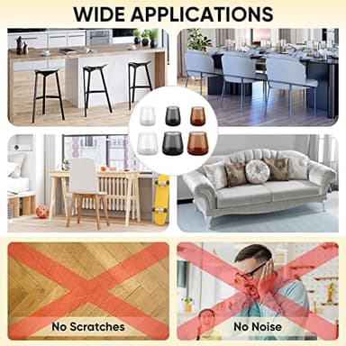 BALEINE 32 Pack Silicone Chair Leg Floor Protectors, Stool Leg Protectors Cap, Non-Slip Chair Leg Caps for Hardwood Floors (Clear & Small, 32 Pack) - Image 5
