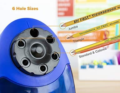 Bostitch Office QuietSharp 6 Electric Pencil Sharpener, Heavy Duty Classroom Sharpener, Size Selector with 6 Different Sizes, Perfect for Classroom and Homeschool Use, Blue - Image 3