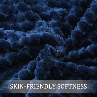 Exclusivo Mezcla Extra Large Fleece Throw Blanket for Couch, 50x70 Inches Stylish Jacquard Soft Throw Blanket, Fuzzy Cozy Lightweight for All Season, Navy Blue - Image 7