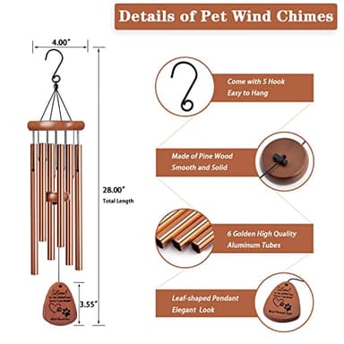 VENBEEL Pet Memorial Gifts for Dogs, 28" Dog Memorial Wind Chime, Pet Loss Sympathy Gift, Loss of Dog Remembrance Condolences Passing Away Gift - Image 5