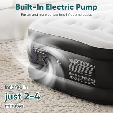 Sweetcrispy Queen Air Mattress - 16" Inflatable Blow Up Airbed with Built-in High Capacity Pump, Double Height, Non-Slip Bottom Design, Weight Capacity 660 lbs Air Bed for Home or Camping - Image 4
