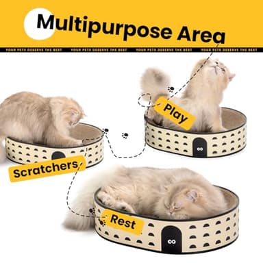 Conlun Oval Cat Scratcher Bed, 2-in-1 Cat Scratching Board, Natural Corrugated Cardboard Scratch Pad Lounge, Sealed Base Traps Debris,No Assembly Kitty Furniture,Stylish Colors Blends Any Home Decor - Image 2