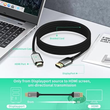 LEKVKM DisplayPort to HDMI Cable 6ft, DP to HDMI 4K@60Hz 1080P, Braided/Alum Shell/Optimal Chip Solution,Thunderbolt 2 to HDMI Cable for MacBook Air/Pro,Dock,Monitor,Projector and More - Image 4