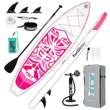 FunWater Inflatable 10'6×33"×6" Ultra-Light SUP for All Skill Levels Everything Included with Stand Up Paddle Board, Adj Paddle, Pump, ISUP Travel Backpack, Leash, Waterproof Bag - Image 1