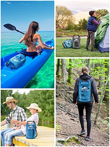 HEETA Dry Bag Waterproof for Women Men, Roll Top Lightweight Dry Storage Bag Backpack with Phone Case for Travel Swimming Boating Kayaking Paddle Board Camping Beach Accessories (Transparent Blue, 5L) - Image 6
