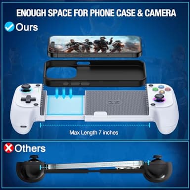 Mocagen Phone Controller for iPhone/Android Support Phone Case, Mobile Controller with Led Light, Upgraded Joysticks, Turbo, Thumb Grips Handheld Gaming Gamepad - Image 2