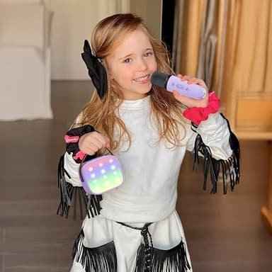 YLL Mini Karaoke Machine with 2 Wireless Microphones, TOP Kids Gifts for Girls Ages 3, 4, 5, 6, 7, 8, 9, 10, 11, 12 +Years Old, 4-12th Birthday Toy Gift for Girls Boys Party (Purple) - Image 9