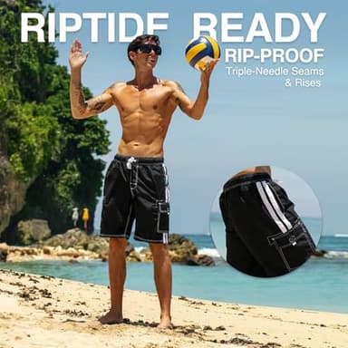 Kanu Surf Men's Barracuda Swim Trunks (Regular & Extended Sizes), Black, XX-Large - Image 4