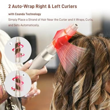 5 in 1 Hair Air Styler - Rotating Hair Dryer Brush 110000 RPM for Fast Drying & Hot-Air Automatic Wrap for Curling, Frizz-Free Blow Dryer Brush for Straightening Volumizing No Heat Damage - Image 4