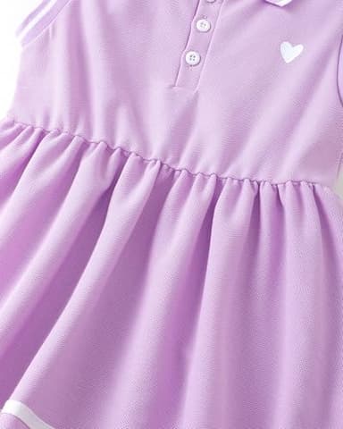 4T Girl Clothes 5T Little Girls Clothes Summer Sporty Sleeveless Ruffle Dress Toddler Outfits Set Purple Polo Casual Dresses for Kids Girl Clothes - Image 5