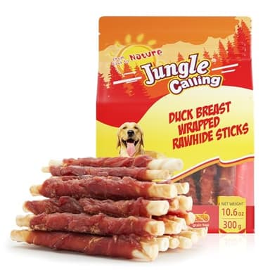 Jungle Calling Dog Treats, Duck Breast Wrapped Rawhide Sticks for Dogs, Grain-Free Natural Chewy Treats Picky Dogs, Puppy Chews Snacks,10.6 oz - Image 1