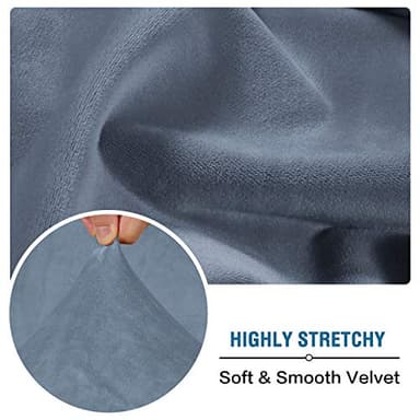 H.VERSAILTEX Velvet Stretch Couch Cushion Cover Plush Cushion Slipcover for Sofa Cushion Furniture Protector Seat Cushion Sofa Cover (3 Piece Sofa Cushion Covers, Stone Blue) - Image 5
