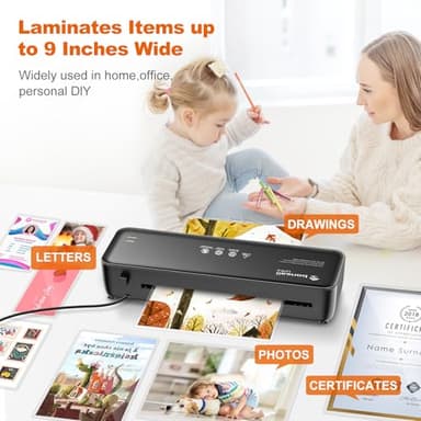 Bonsaii Laminator, 9 Inch 4 in-1 Thermal Laminator Machine Never Jam Technology with 40 Laminting Sheets, Paper Cutter, Corner Rounder for Home Office School Business - Image 5