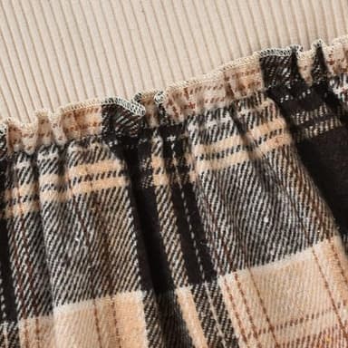 PATPAT Baby Girl Dress Newborn Infant Girls Long Sleeve Fall Ribbed Flannel Dress Toddler Suspender Dress with Bowknot Headband Khaki 6-9 Months - Image 8