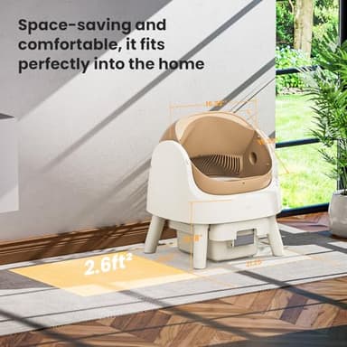 Self-Cleaning Automatic Cat Litter Box, with Open-Top Design, Included Safety Sensor and 10L Large Waste Bin, with Trash Bags and Litter Mat, Coffee Brown - Image 2