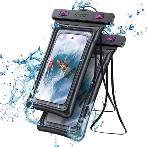 STATIK MarCase Waterproof Phone Pouch, Certified Waterproof Phone Case with Lanyard, Waterproof Bag for Phones up to 7", Protect Travel Accessories, Vacation Essentials, Kayak Accessories & More (2pk) - Image 1