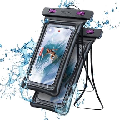 STATIK MarCase Waterproof Phone Pouch, Certified Waterproof Phone Case with Lanyard, Waterproof Bag for Phones up to 7", Protect Travel Accessories, Vacation Essentials, Kayak Accessories & More (2pk) - Image 1