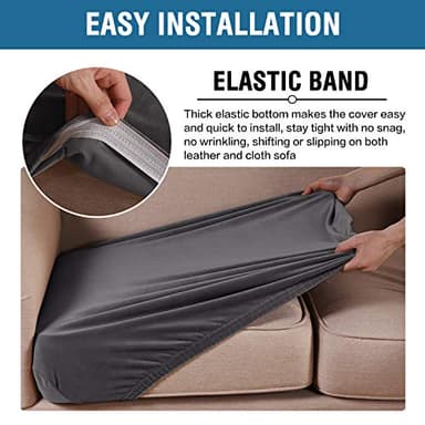 H.VERSAILTEX Velvet Stretch Couch Cushion Cover Plush Cushion Slipcover for Chair Loveseat Sofa Cushion Furniture Protector Seat Cushion Sofa Cover (3 Piece Sofa Cushion Covers, Grey) - Image 4