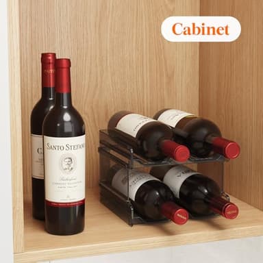 Lifewit Plastic Stackable Wine Rack for refrigerator, Cabinet, Countertop,Wine Bottle Holder, Water Bottle Organizer for Fridge, Pantry, Black, Hold 4 Bottles - Image 6