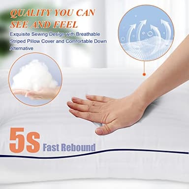 SEMZSOM Bed Pillows for Sleeping, King Size Pillows Set of 2 Cooling Luxury Hotel Quality Pillow with Premium Soft Down Alternative Filling for Back, Stomach or Side Sleepers - Image 2