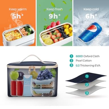 ETRONIK Lunch Backpack for Women, 15.6 Inch Laptop Backpack with USB Port, Stylish Nurse Backpack Teacher Work Bag with Insulated Cooler Lunch Box for Women Men/Travel, Blue - Image 3