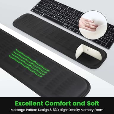 MEKASS Keyboard Wrist Rest, Soft Memory Foam Wrist Support for Keyboard, Keyboard Hand Rest Pad for Wrist Pain Relief, Keyboard Wrist Guard for Long Hours of Work, Gaming, Studying（Gray） - Image 4