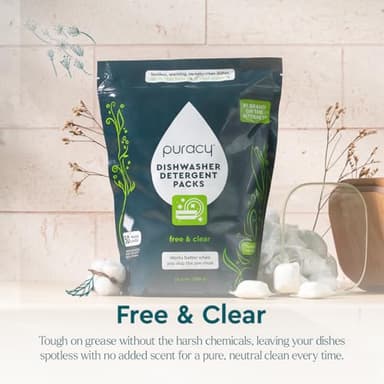 Puracy Dishwasher Pods, Natural Dishwasher Detergent, Free & Clear Dish tabs - Enzyme-Powered, Spot & Residue Free - TikTok Trend Items, Must Haves from TikTok Made Me Buy It (Free & Clear, 50 Count) - Image 6